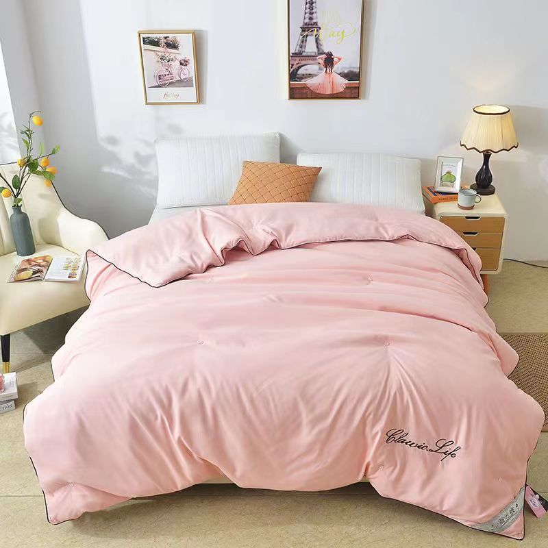 <六斤左右>【纯色刺绣被】<金玉良缘-浅粉>200X230cm<±5cm>