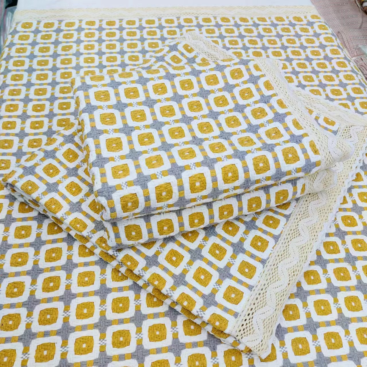 老粗布【沙发巾三件套】<雅士-橙>加厚  简约 家用透气三条一套装