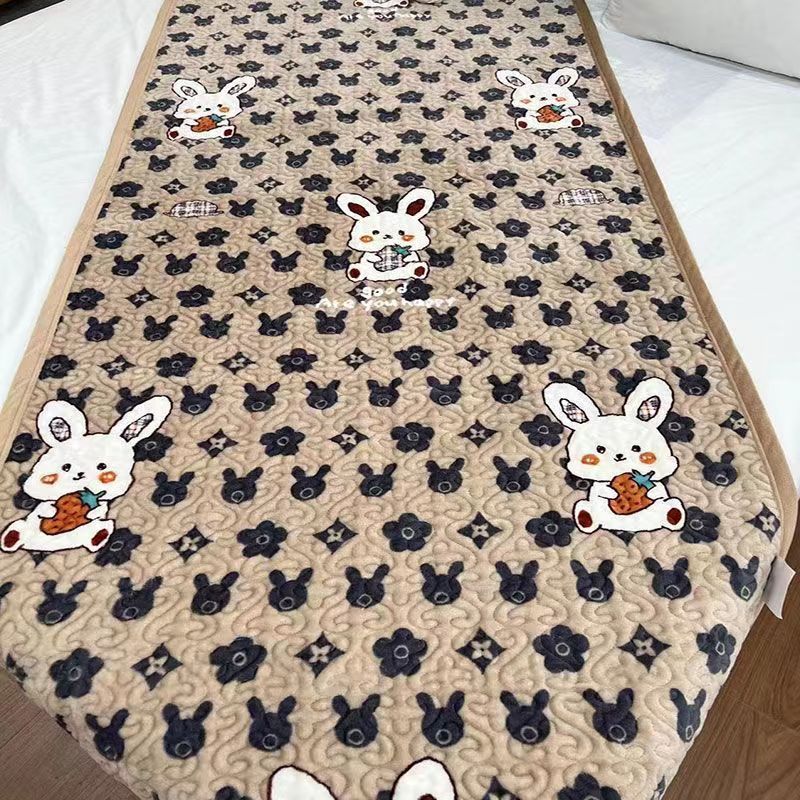 【牛奶绒床盖】<咖啡兔>90X220cm<±5cm> 绗缝加厚单人沙发机洗印花