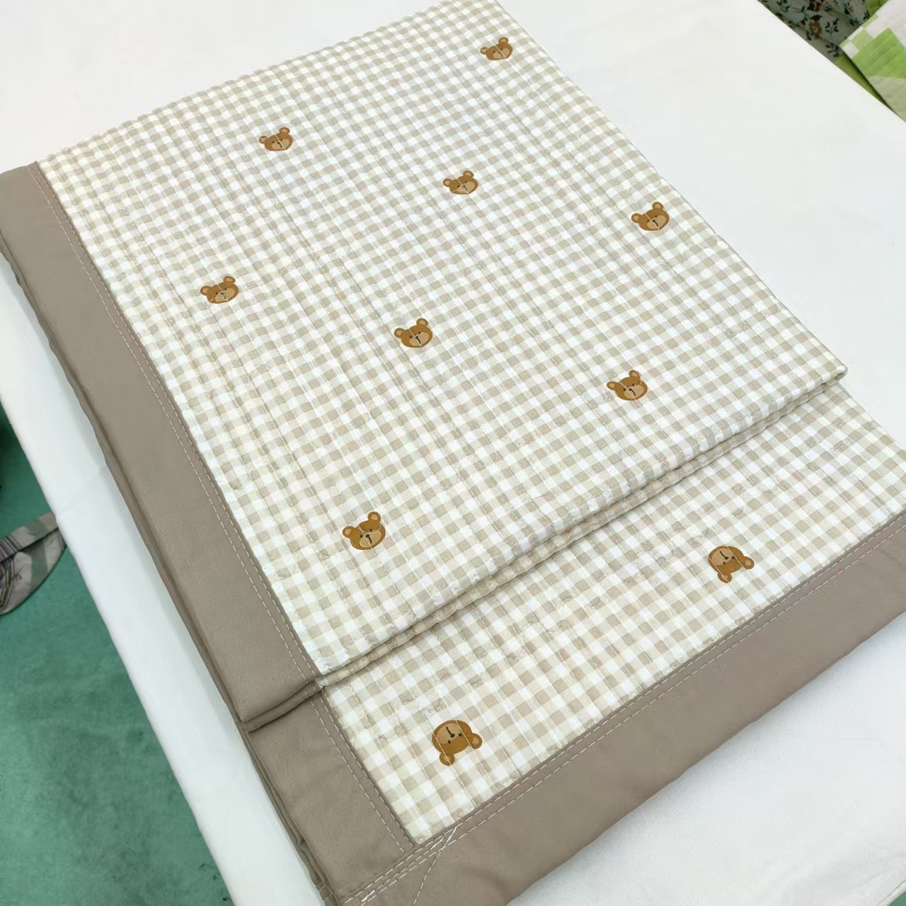 【包边床盖】<格子熊>90X220cm<±5cm>绗缝 多功能水洗透气柔软