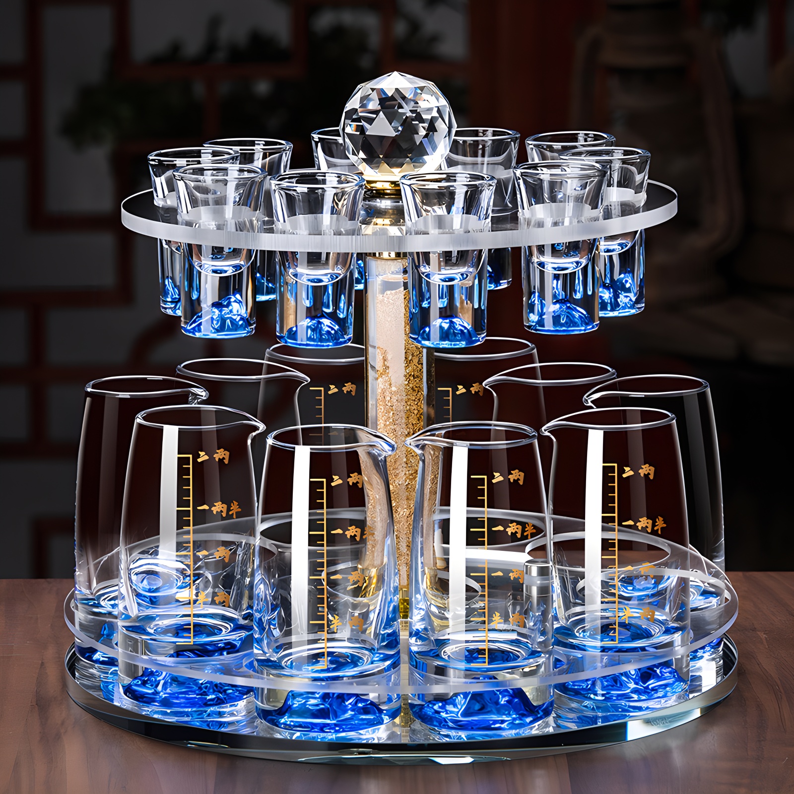 白酒杯水晶玻璃家用酒具创意中式小酒杯无铅子弹杯蓝山