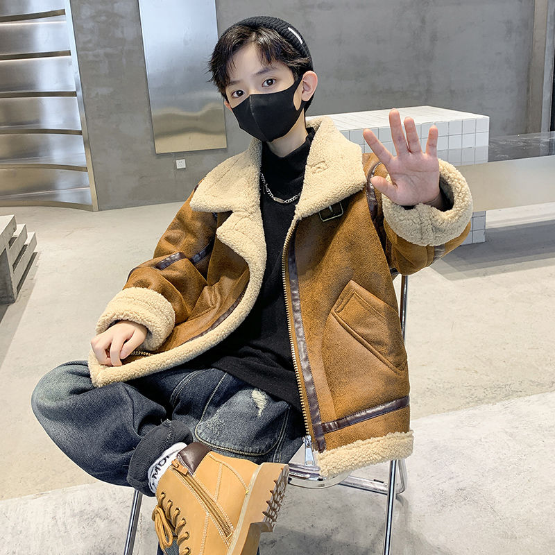 童装男童冬装加绒外套2024新款中大童秋冬炸街