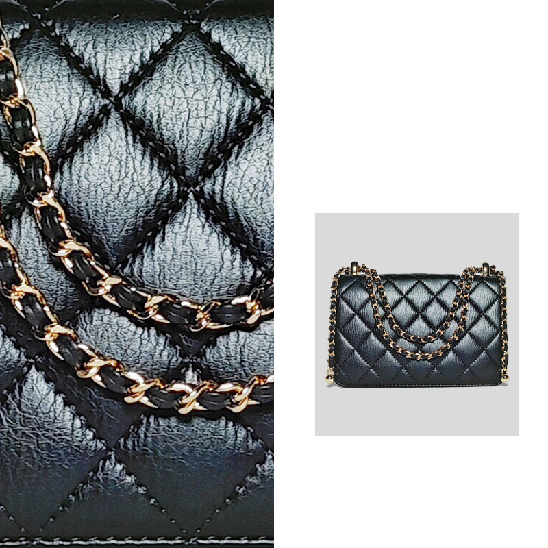 时尚经典小香风单肩链条斜挎包 X2333 黑色（可嘎嘣）尺寸19*8*12