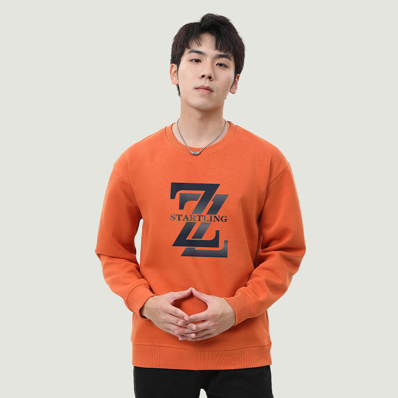 秋冬加绒加厚潮流韩版套头新款男士棉质圆领休闲百搭卫衣长袖印花