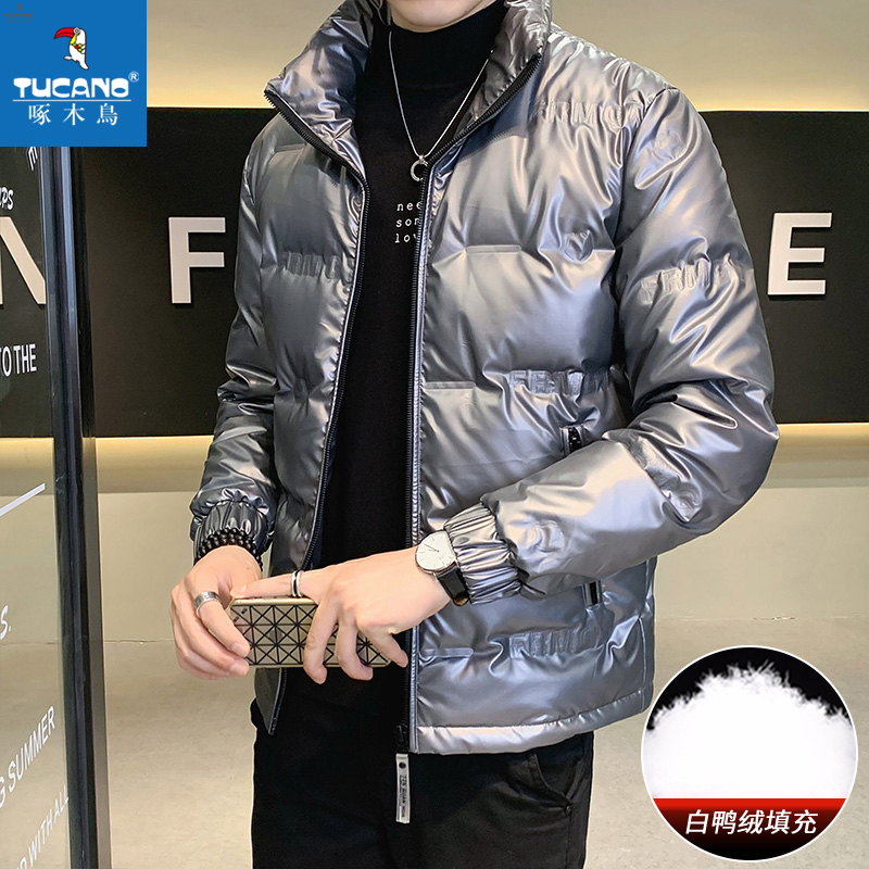啄木鸟男士轻薄羽绒服冬季新款潮牌短款修身立领外套鸭绒冬装上衣