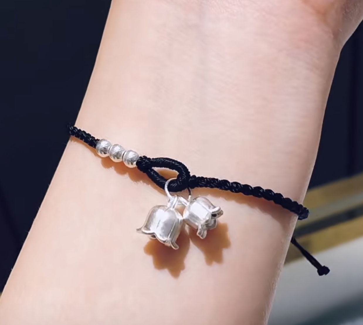 非金属布艺手链 足银铃兰花手链 “铃兰花开，幸福归来”