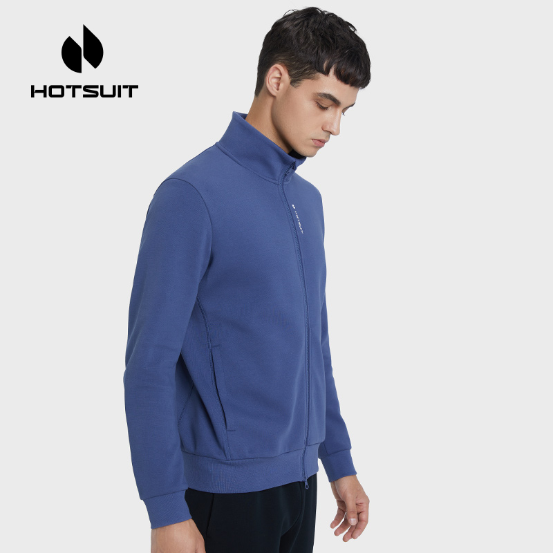HOTSUIT后秀2023冬季新款运动卫衣男拉链立领纯色衫休闲运动服q
