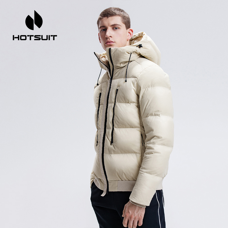 后秀HOTSUIT中长款加厚男士羽绒服连帽冬外套派克服