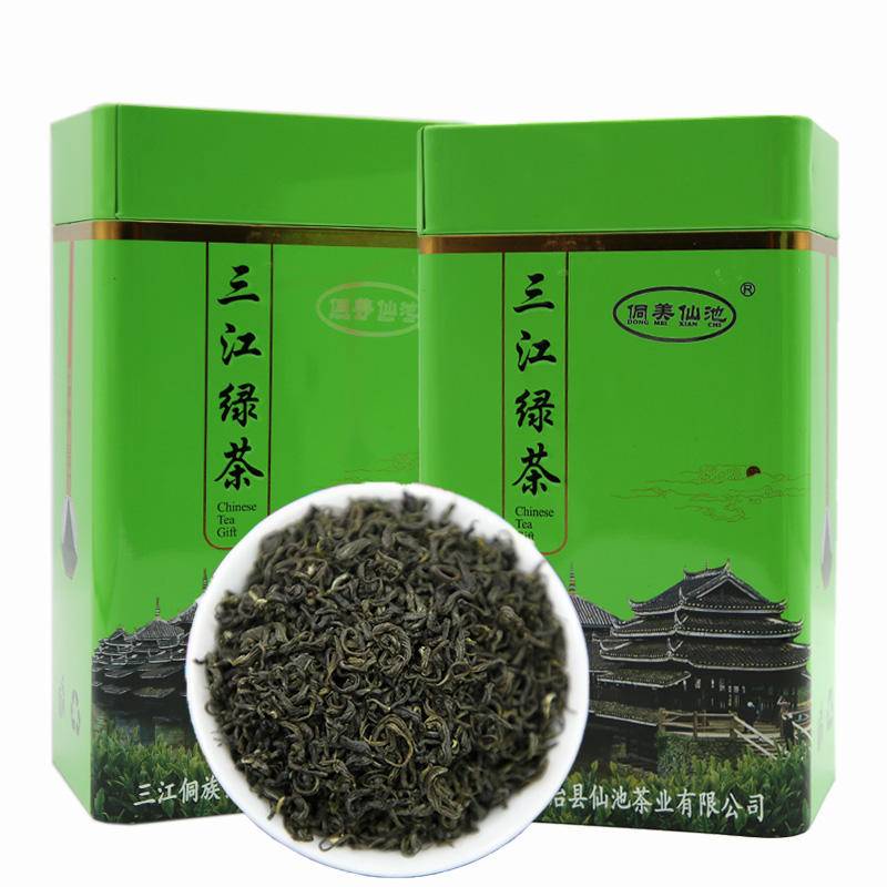 侗美仙池三江绿茶芸香茶250克半斤/250g*2罐1斤装产地直供新茶叶