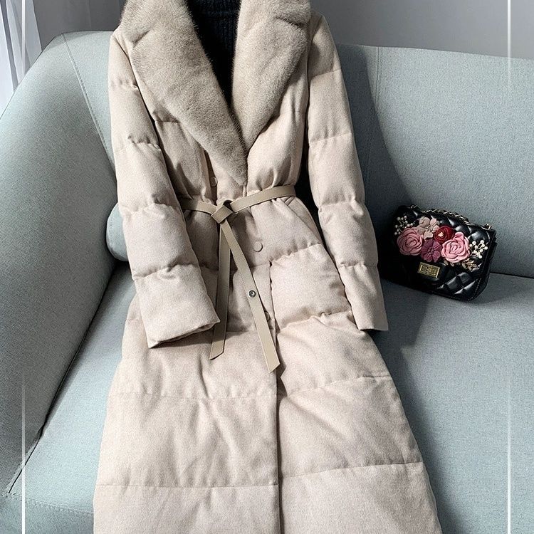 显气质!高端毛领鸭绒羽绒服女长款羽绒外套2023新冬女装上衣