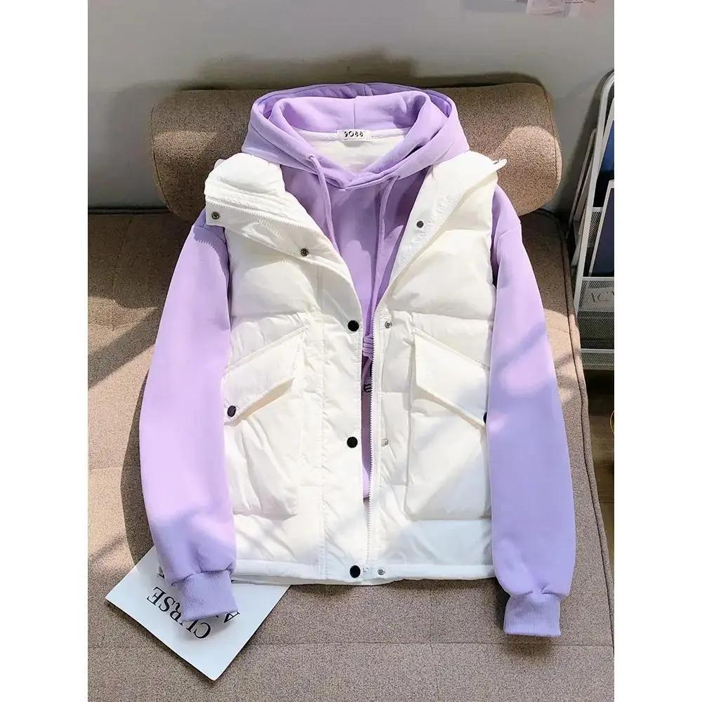 轻薄白鸭羽绒服马甲女白色2023秋冬新款韩版宽松坎肩马夹背