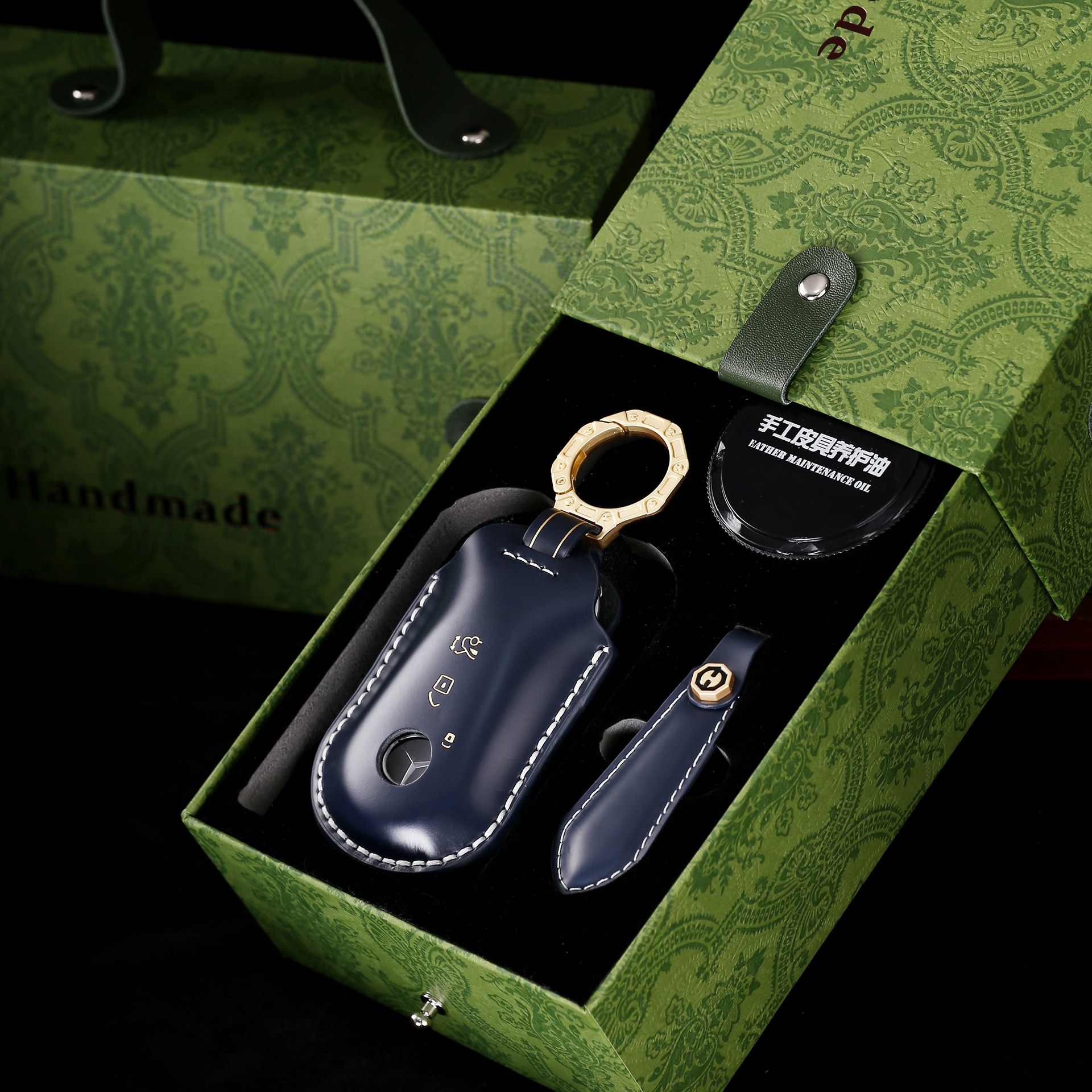 纯手工高档汽车钥匙套提车伴手礼专车专用礼盒装精美马臀皮风格