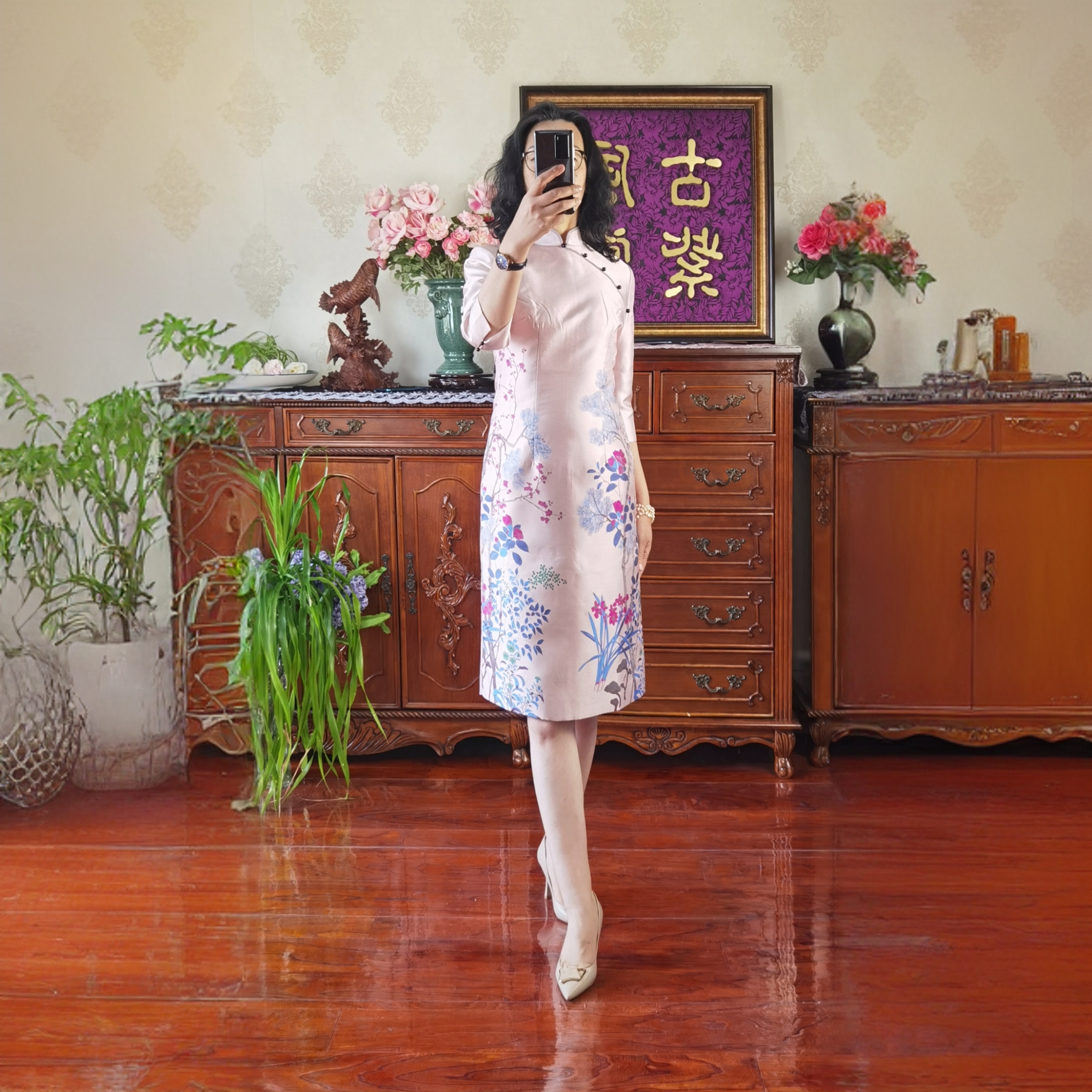 百货精品春公商务职业白领简中式国风修身茶歇复古气质喜妈妈旗袍