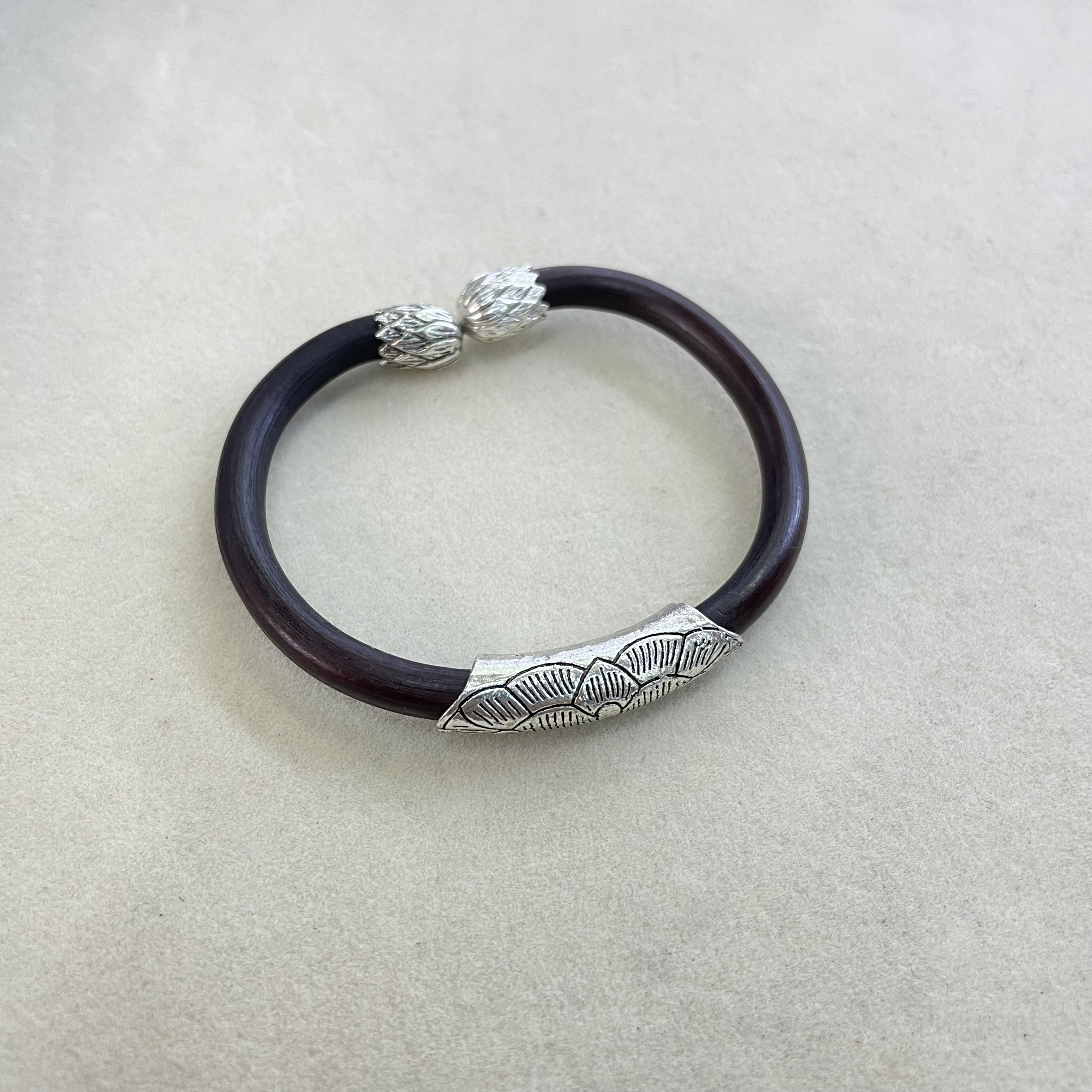 非金属木质手镯 莲花半开手镯A004 dj