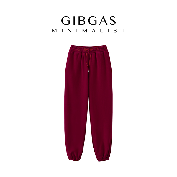 【吉卡思】纯色休闲抽绳运动卫裤加厚束脚百搭长裤舒适保暖