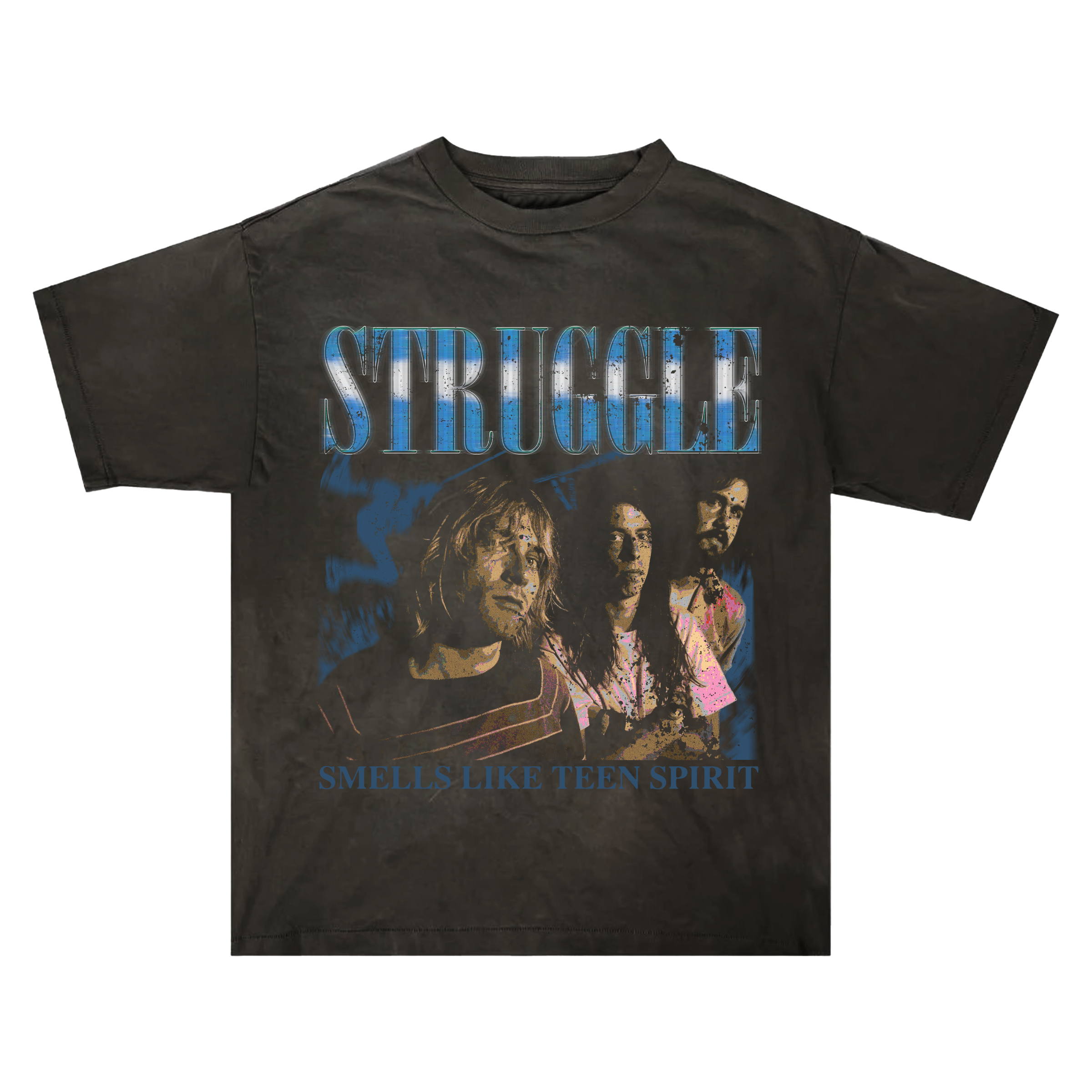 Struggle vintage95 NIRVANA涅槃乐队 黑色印花短袖美式纯棉圆领