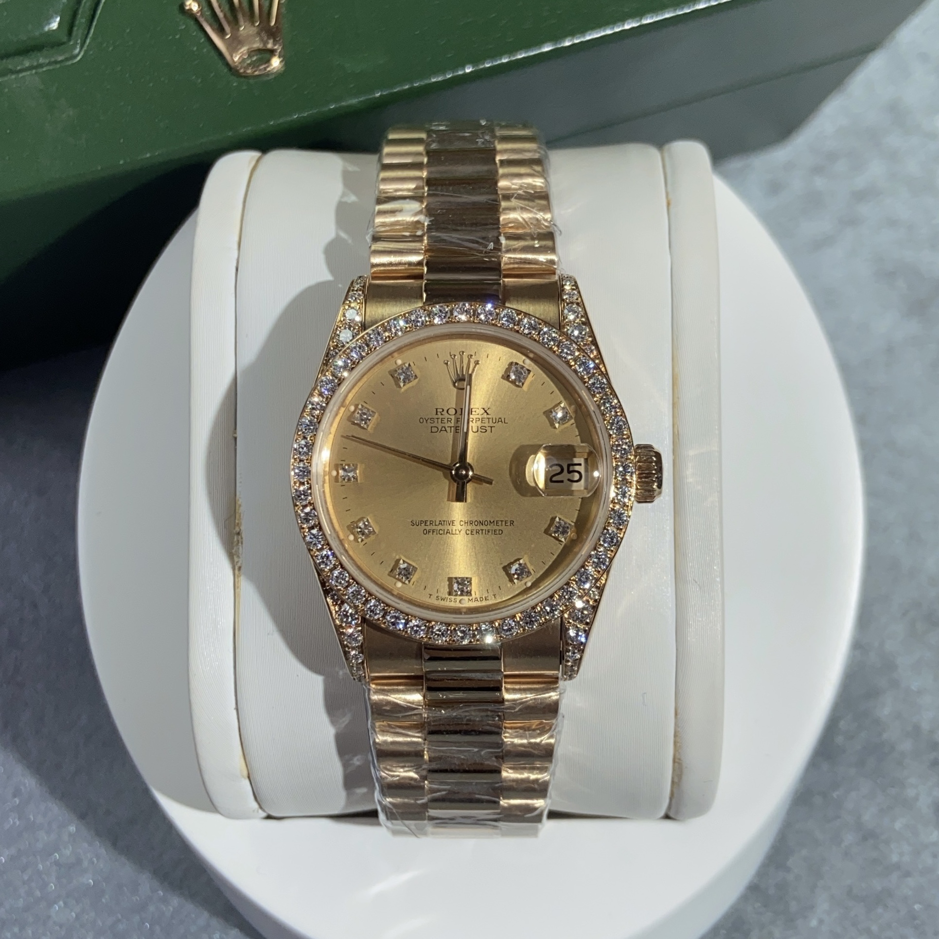 99新 Rolex/劳力士 日志/68158/31盘/原钻/18K黄金/自动机械/单表