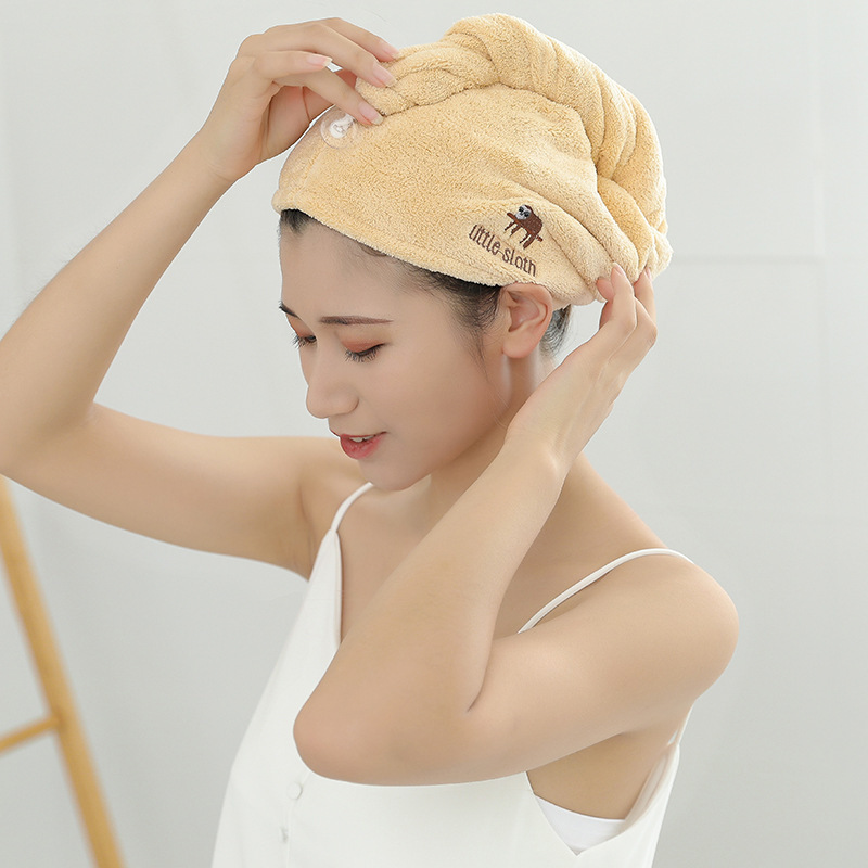 居家珊瑚绒女士加厚速干帽瞬间吸水包头巾速干毛巾浴帽干发帽