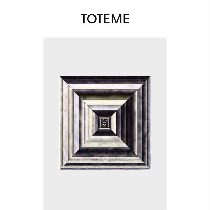 TOTEME女士黑色桑蚕丝经典字母标识毛毯式围巾丝巾