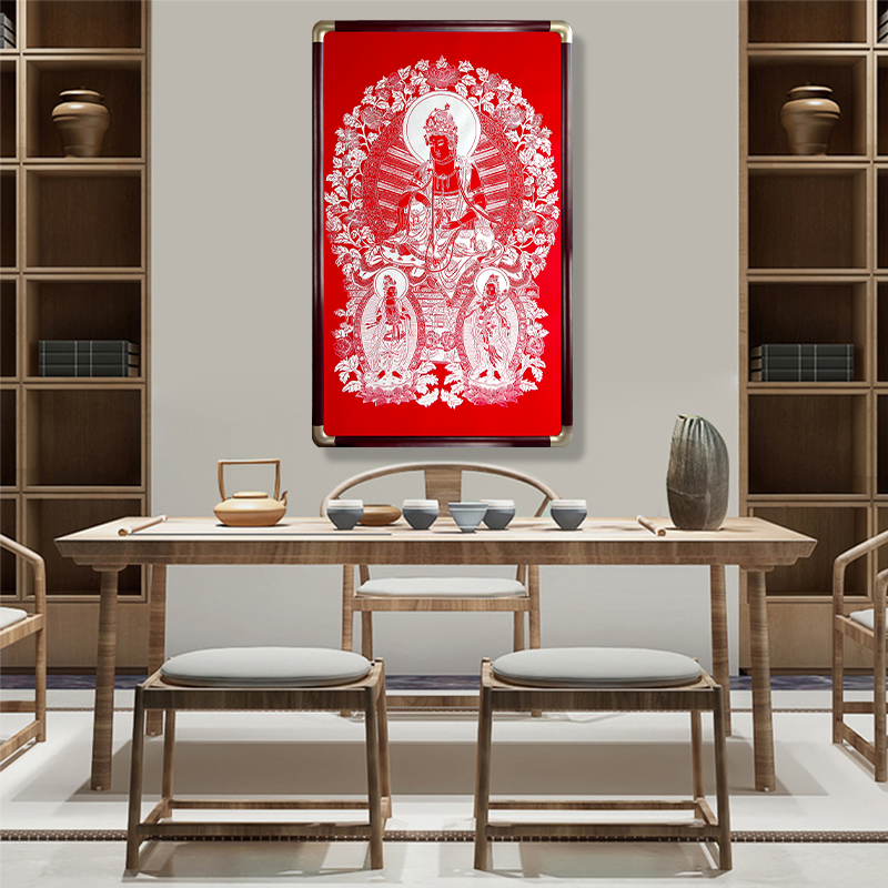 观自在菩萨朱砂版画