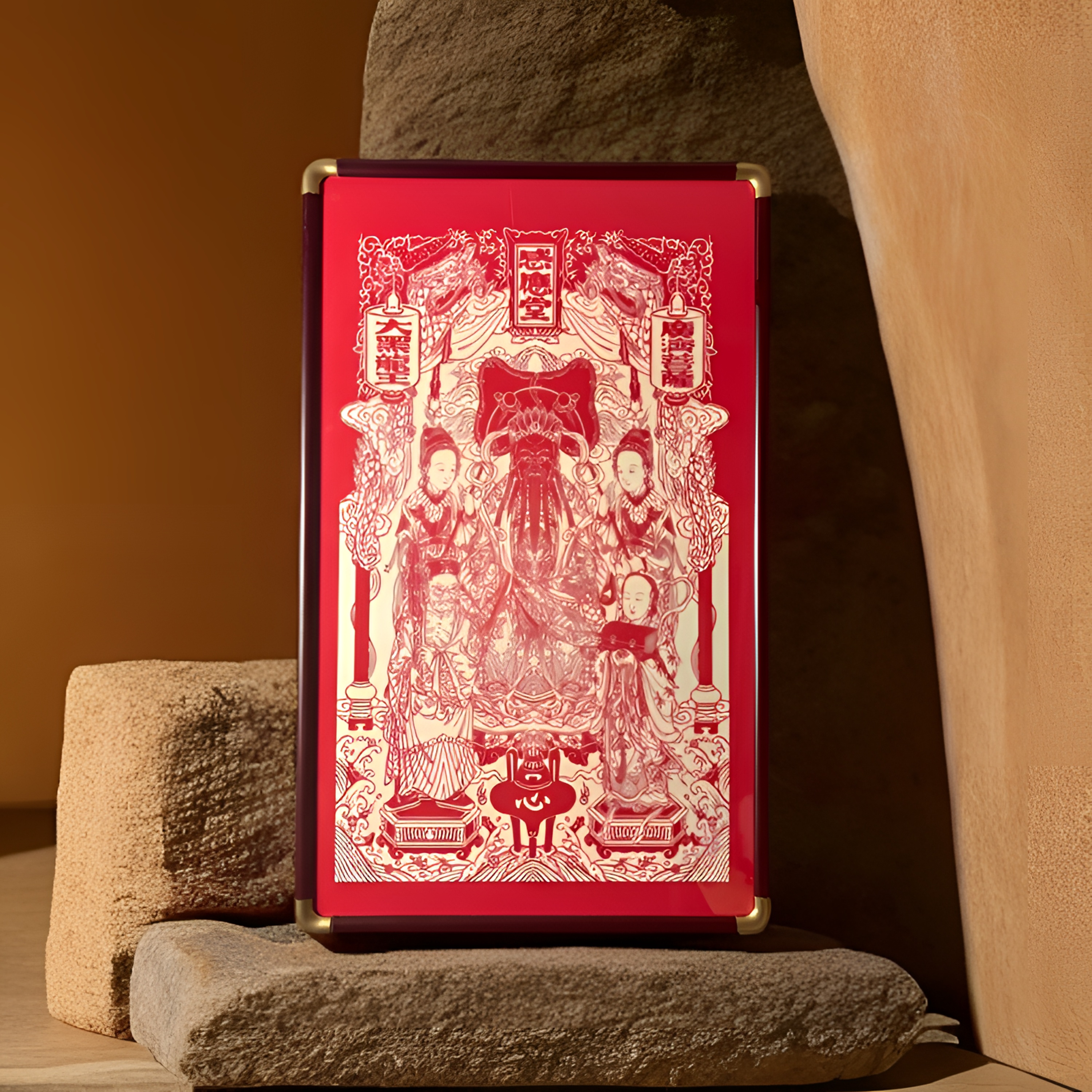 龙五爷朱砂挂画客厅书房茶室公司办公司会客厅手工朱砂实木装饰画