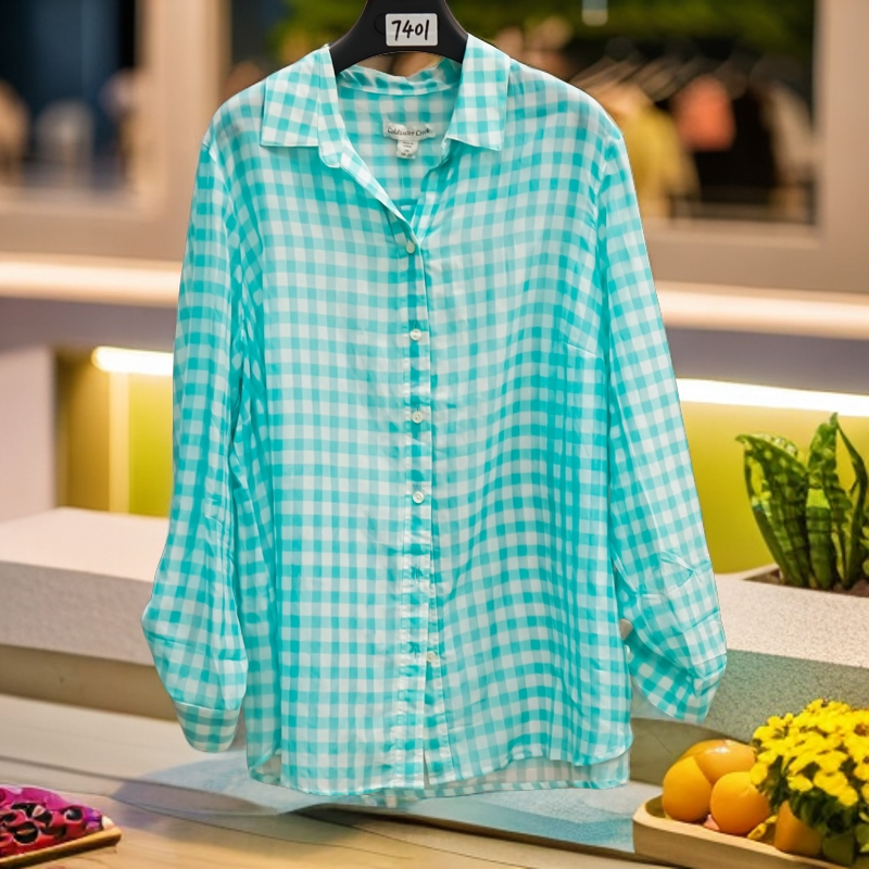 【NO退NO换】夏季时尚休闲百塔宽松薄款格纹气质清新格子衫长袖326