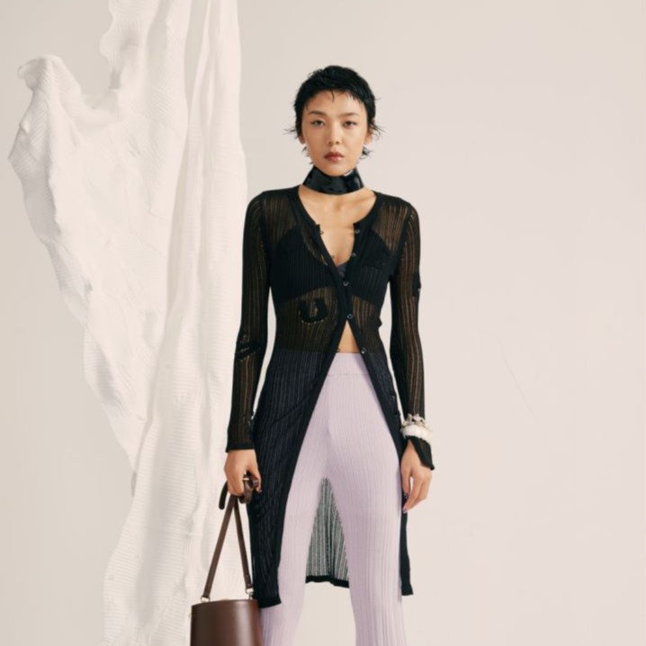 觉织 镂空字母斜禁开衫 JZFC048外套