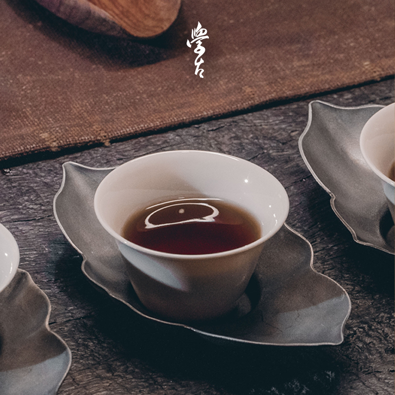 学古|马蹄杯 手工仿明代象牙黄景德镇黄釉瓷品茗杯 6只礼盒60ml