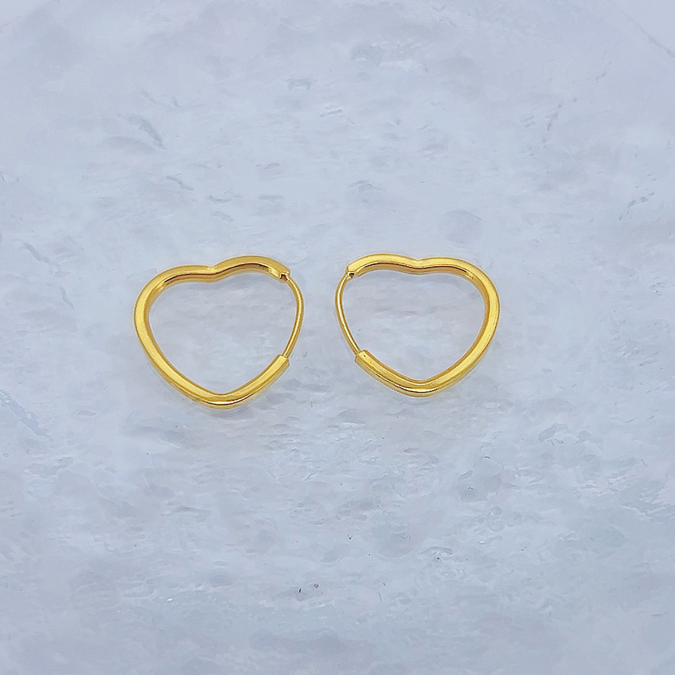 足金999 黄金卡15爱心金耳圈 5G 