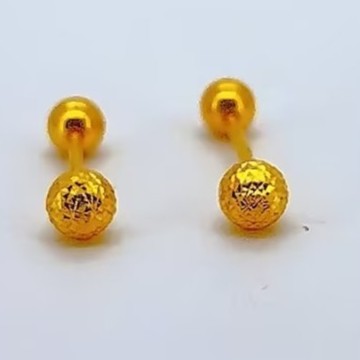 足金999 黄金直针螺丝车花耳钉 5G工艺 1.26 01077974