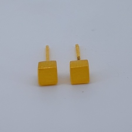 足金999 黄金直针拉丝方糖耳钉 5G工艺 1.15 01081755