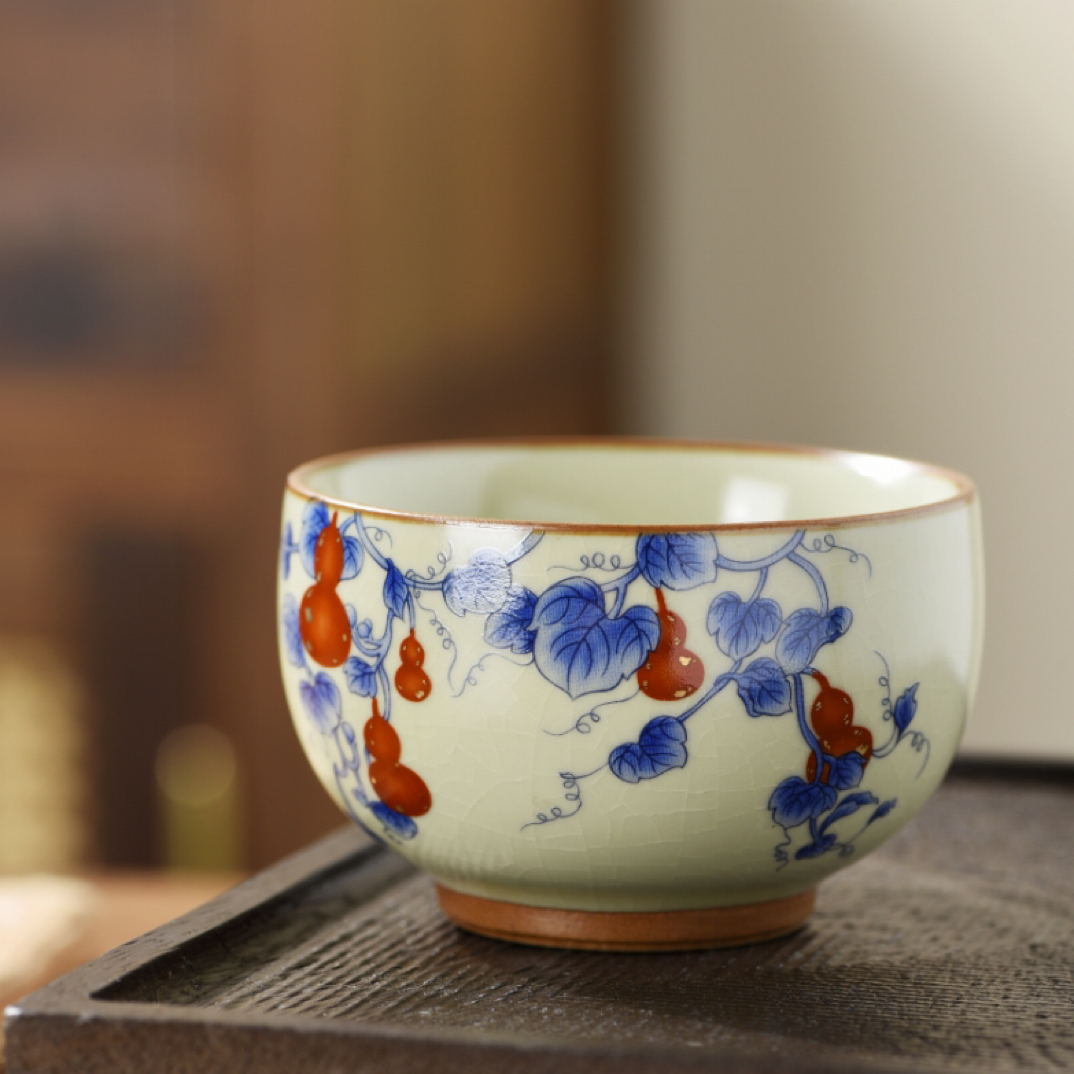 禅定杯葫芦开片可养主人杯150毫升