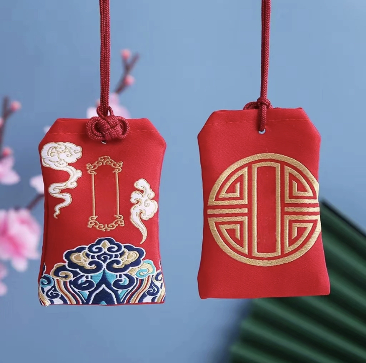中式福袋 挂饰 红色刺绣香包i