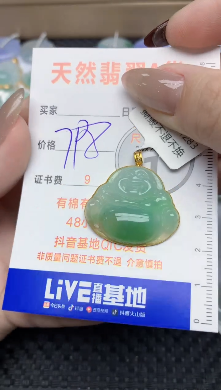 【闪购商品】翡翠颈饰18K金镶嵌76  天然翡翠A货