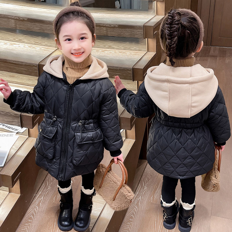 女童棉衣外套2023新款洋气加绒加厚棉服小女孩冬装保暖收腰棉袄潮