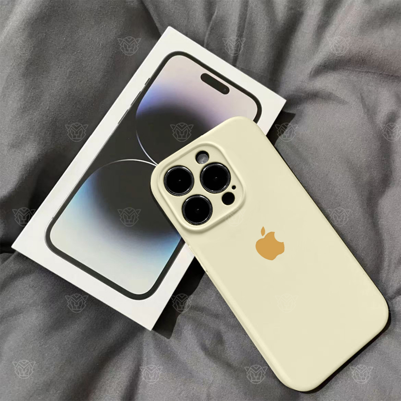 ins高级奶黄色14液态硅胶手机壳15promax精孔防摔13Pro情侣手机壳