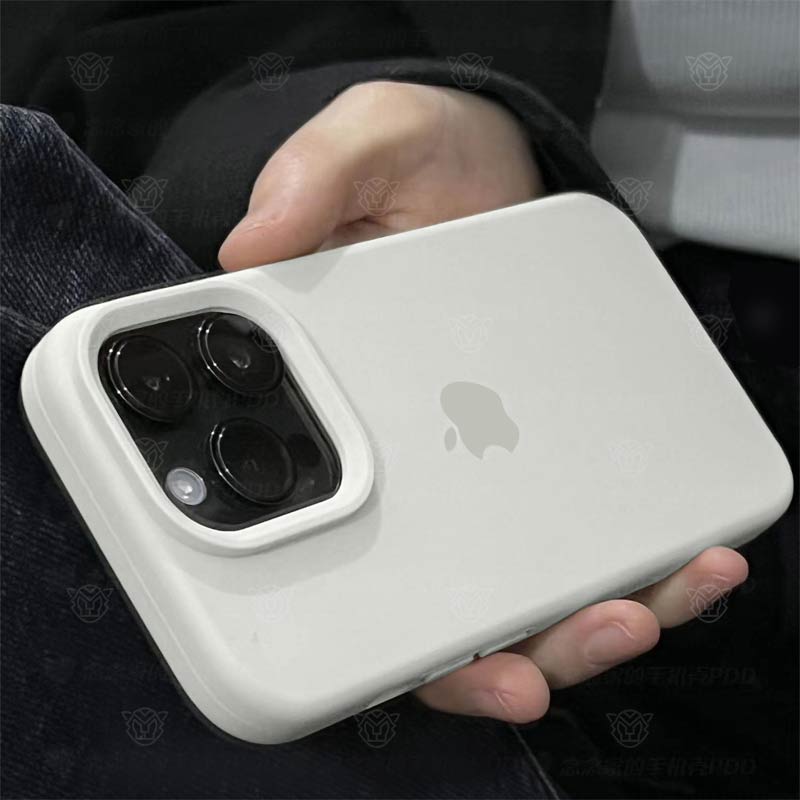 ins纯白色液态硅胶手机壳iphone15promax大孔14/13/12/11防摔x/xs