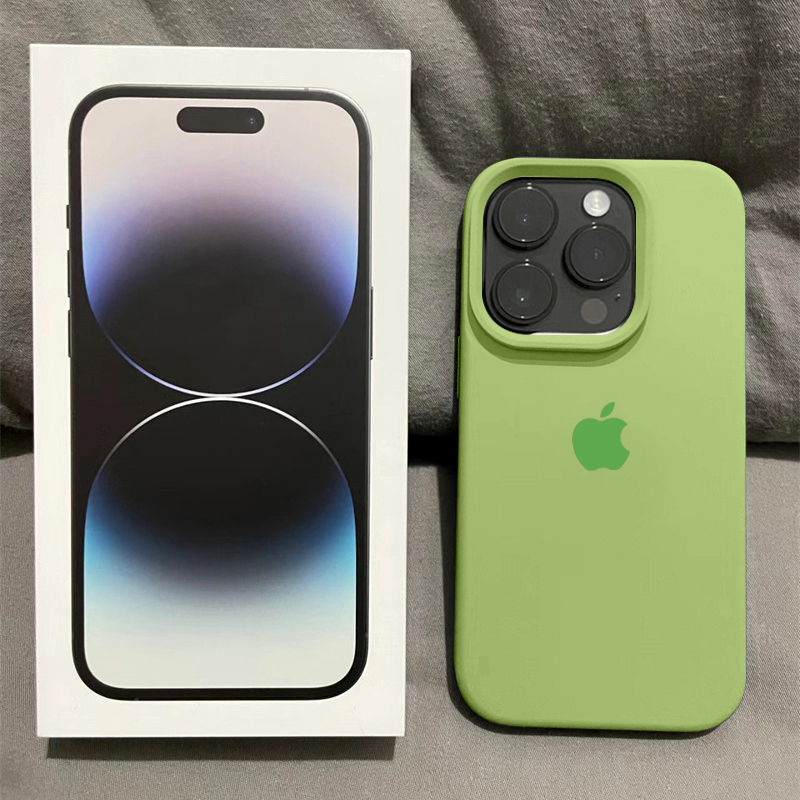 ins薄荷绿液态硅胶手机壳iphone15promax大孔14/13/12/11防摔x/xs