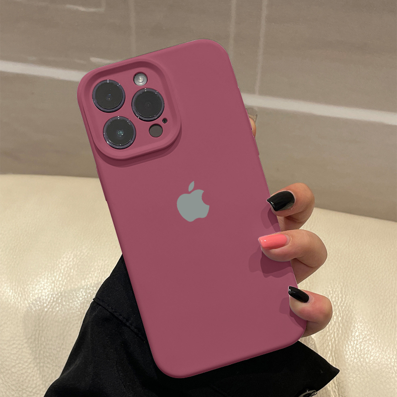 ins梅子色iPhone15液态精孔硅胶手机壳苹果15/14/12pro简约防摔xr