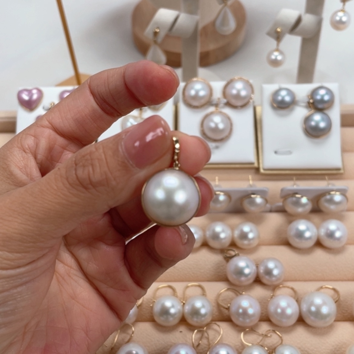 【闪购商品】拼合珍珠（马贝珠）吊坠(不含链)18K金镶嵌15-16