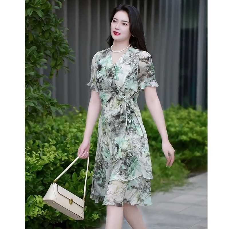 法式高级感气质碎花连衣裙女2025夏季新款高端精致女神范雪纺裙子