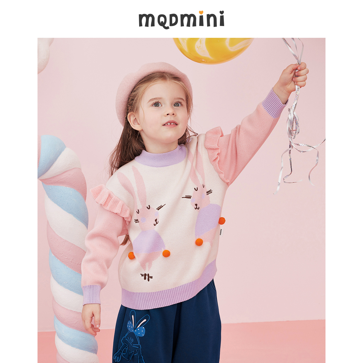 【B30】MQD童装女小童冬季毛衣半高领半高领针织衫522430711