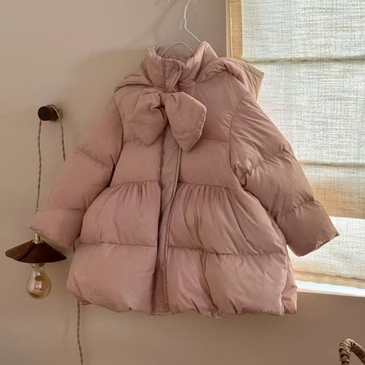 棉小九 儿童大蝴蝶结新款厚实羽绒服（中童）2251317