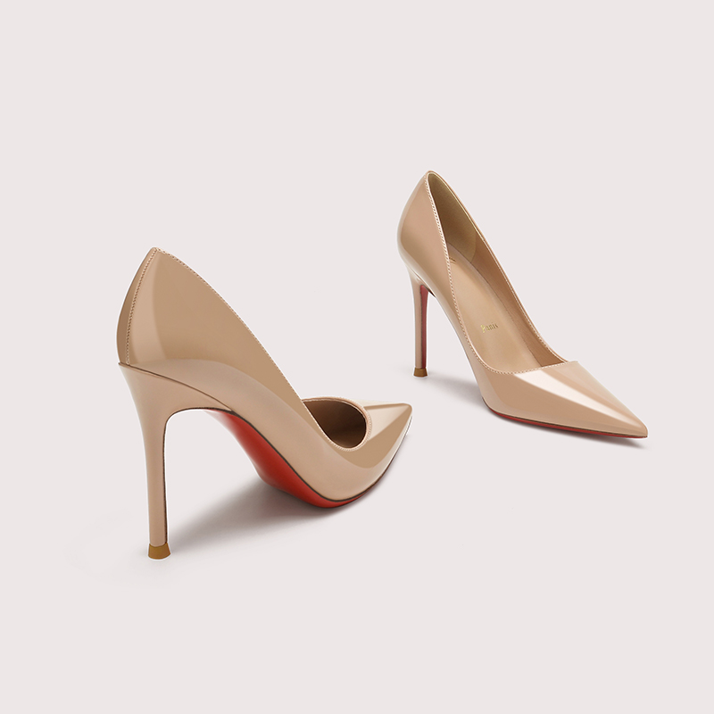 【全包红底款】【老号重启特惠】2025新款红底单鞋漆皮尖头裸色高跟鞋