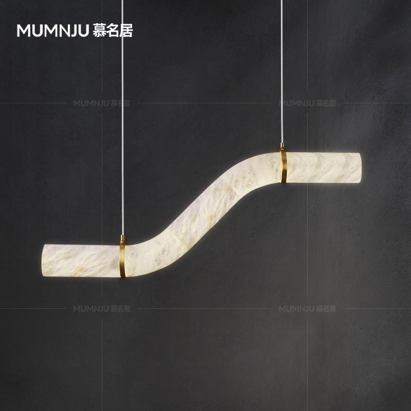 【灯言灯语】西班牙天然云石餐厅吊灯设计师餐桌吧台一字长条灯具