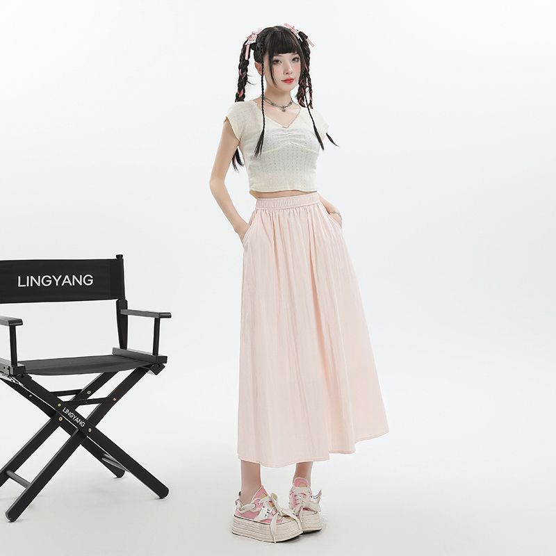 La Chapelle/拉夏贝尔慵懒山本中长裙夏季新款松紧腰半身大摆裙女