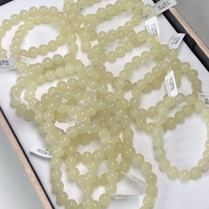 千寻玉品天然和田玉黄玉圆珠手串天然结构多样发货微色差拍一发一