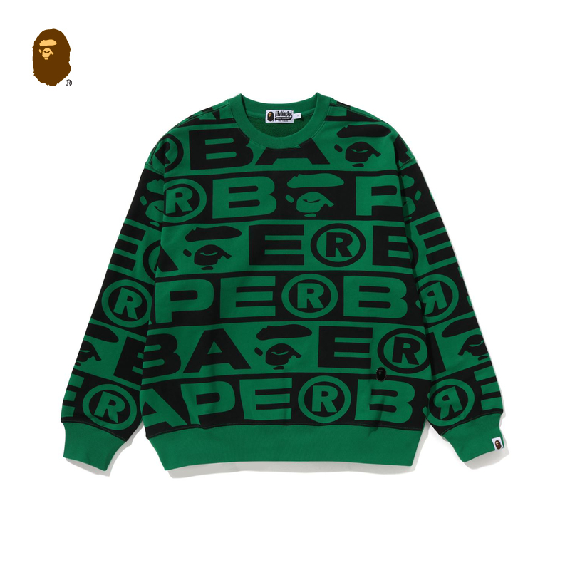 BAPE男装23秋冬满印字母商标图案圆领卫衣113052L
