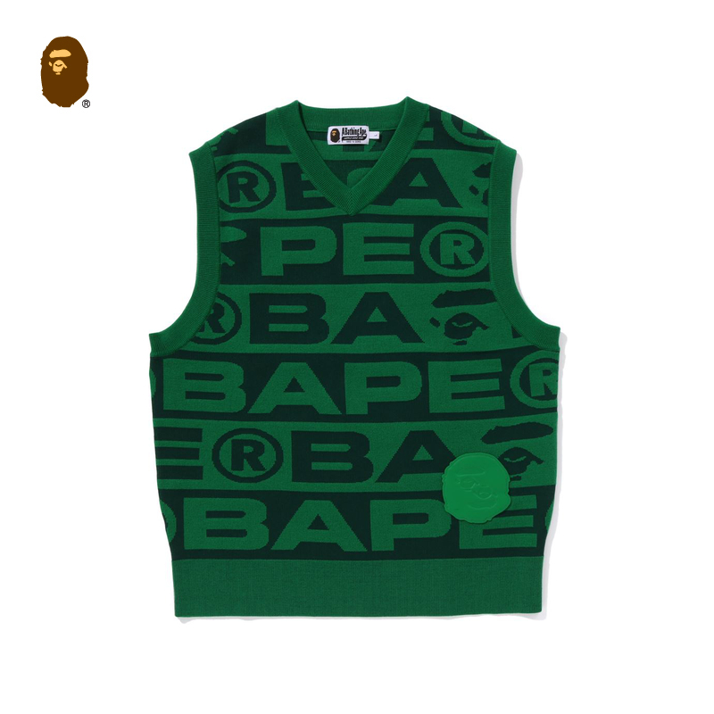 BAPE男装23秋冬字母提花针织背心120051L