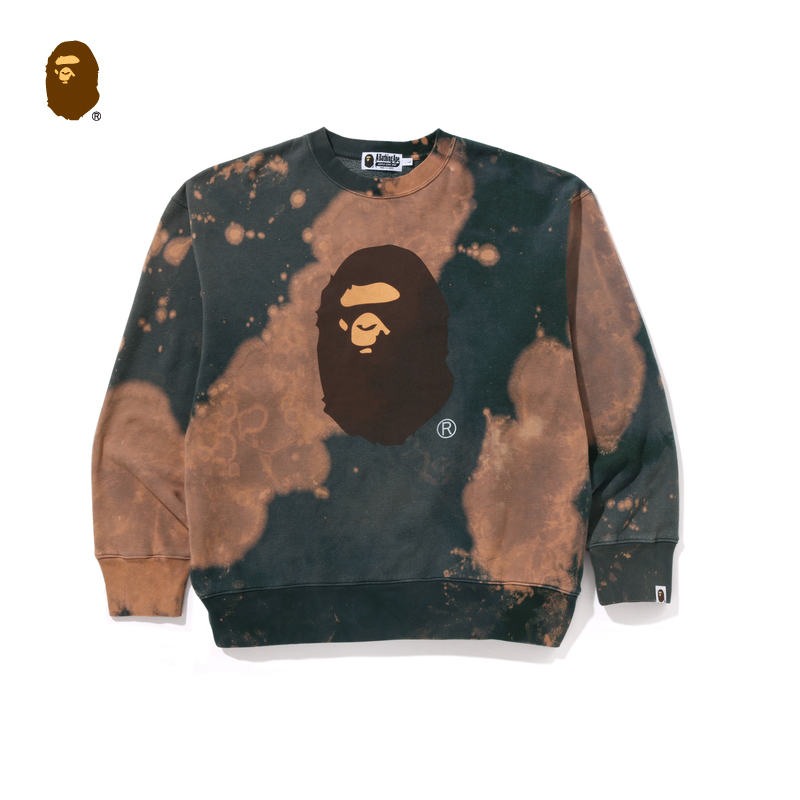 BAPE男装24秋冬猿人扎染图案印花圆领卫衣113004N